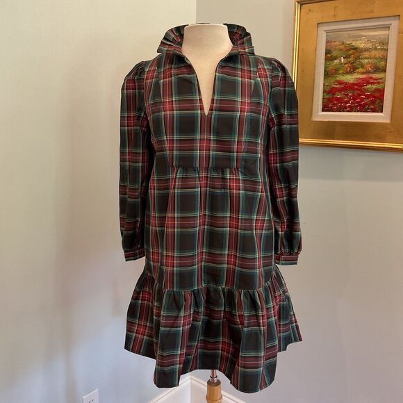 Tuckernuck Palmerston Dress Highland Tartan Plaid Ruffle Neck Small NEW - Picture 3 of 10